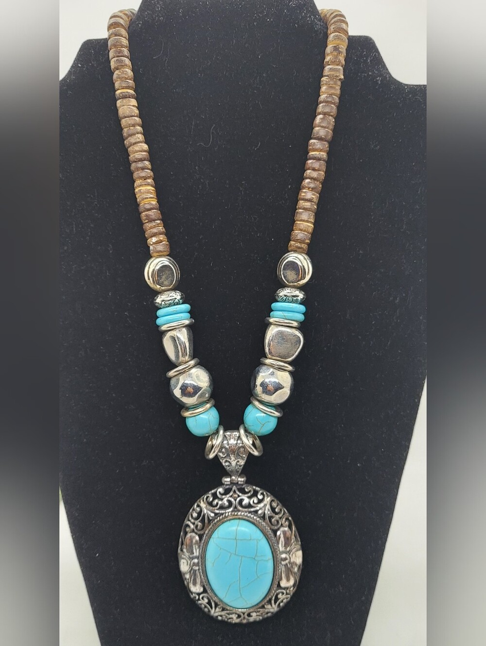 Faux Turquoise Pendant Necklace